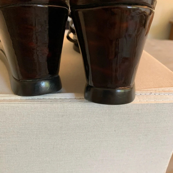 - Stuart Wietzman tortoise shell strap  wedge sandals. Size 8 - Picture 6 of 12